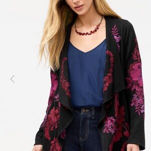 Johnny Was Black and Purple Floral Cardigan